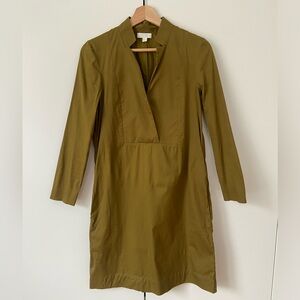 COS Women’s Minimal Long Sleeve Shirt Dress | Size 2 | Yellow Green Moss